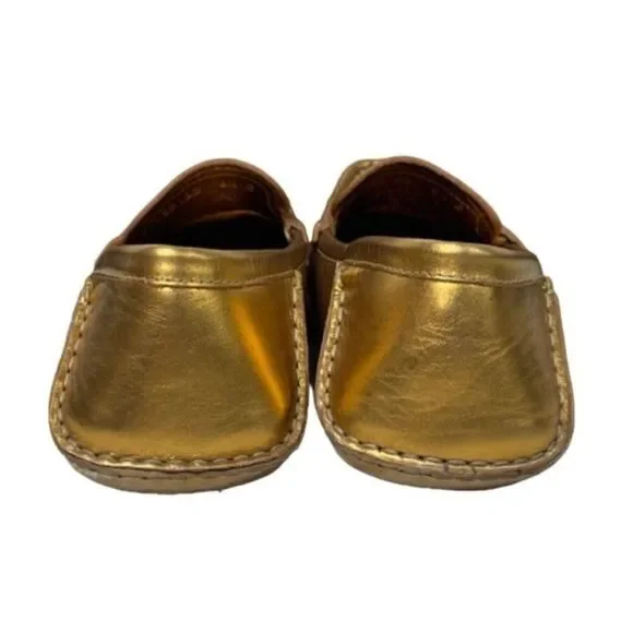 Gucci Women's 2000s Accent Gold Leather Loafers Sz 8.5 - Picture 5 of 14
